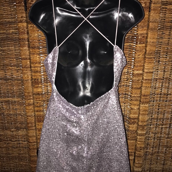 Silver Glitter Sequined NYE Dress - Picture 5 of 8